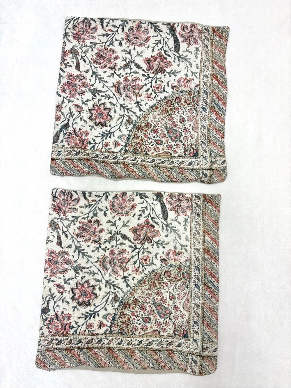 Pottery Barn India Block Print Cotton Decorative Pillowcases 20x20”